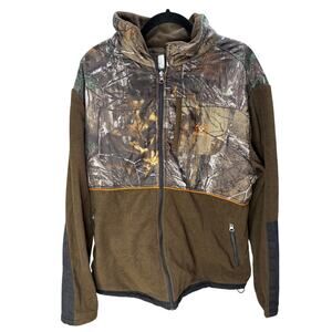 Realtree Jacket Fleece Jacket Mens XL Camo Brown Full Zip Insulated Huntingcore